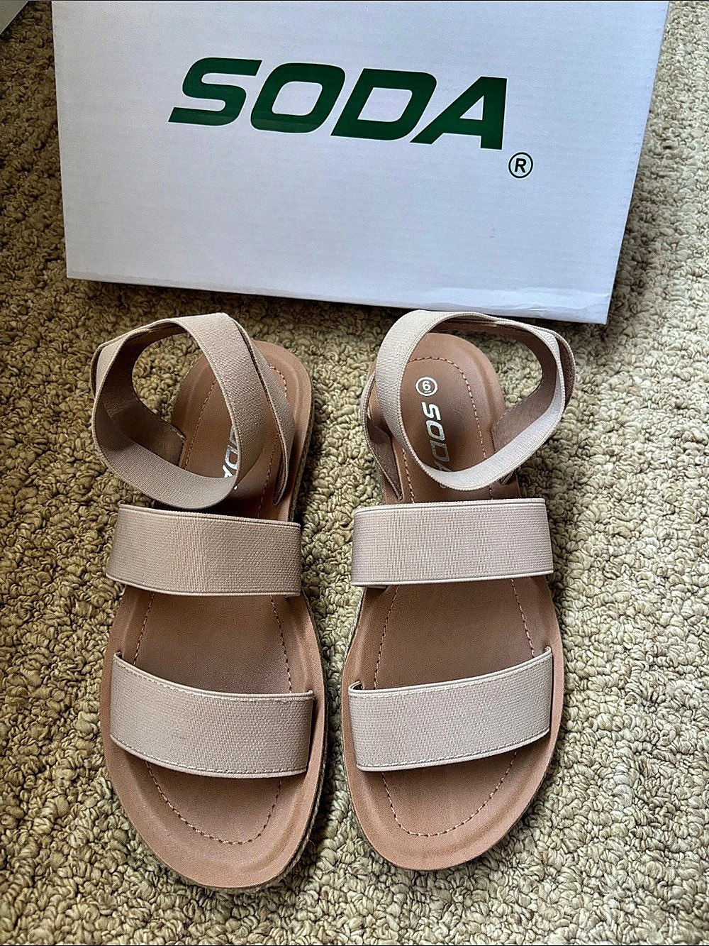 SODA Strappy Sandals in Beige Like New, US 6